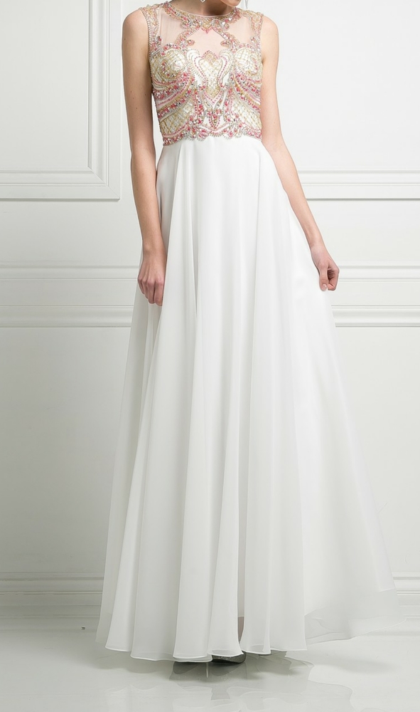 Sexy formal evening gown beaded bodice